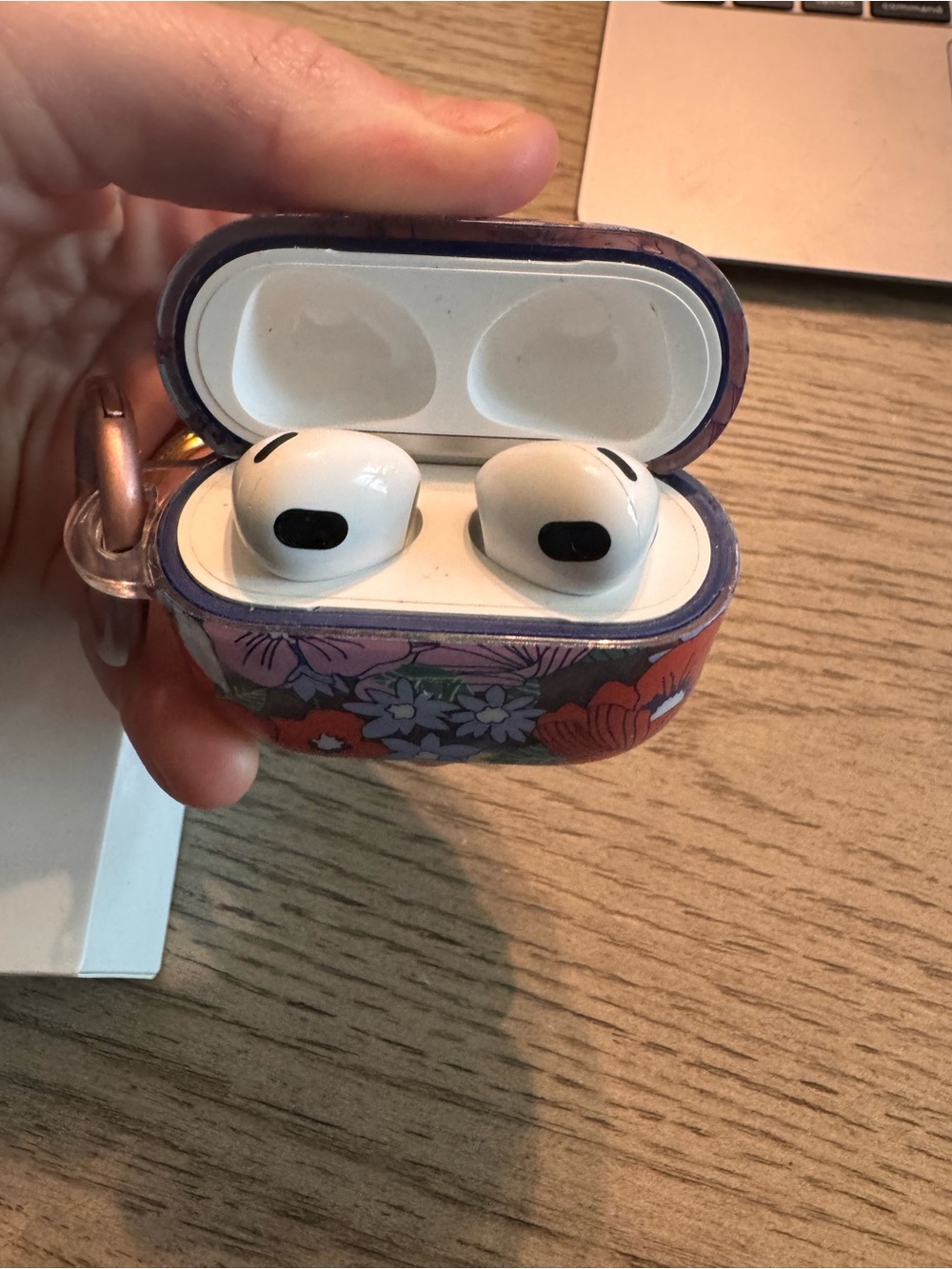 Apple AirPods Pro with Floral Purple Protective Charging Case Cover with Keyring